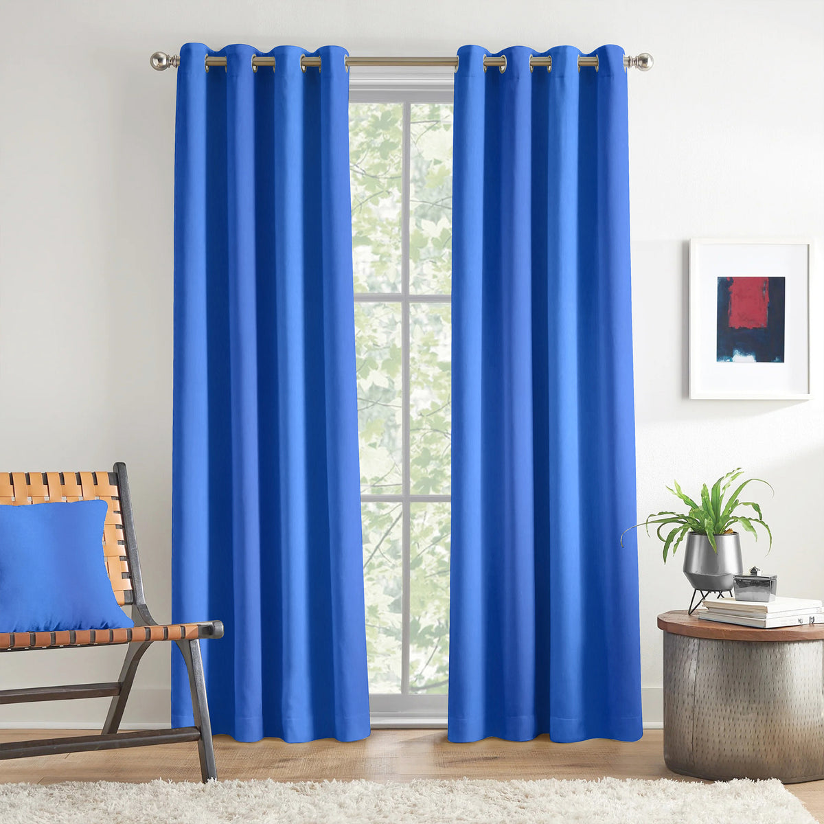 Royal Blue Serenity 250 GSM Polyester 100% Blackout Eyelet Curtain