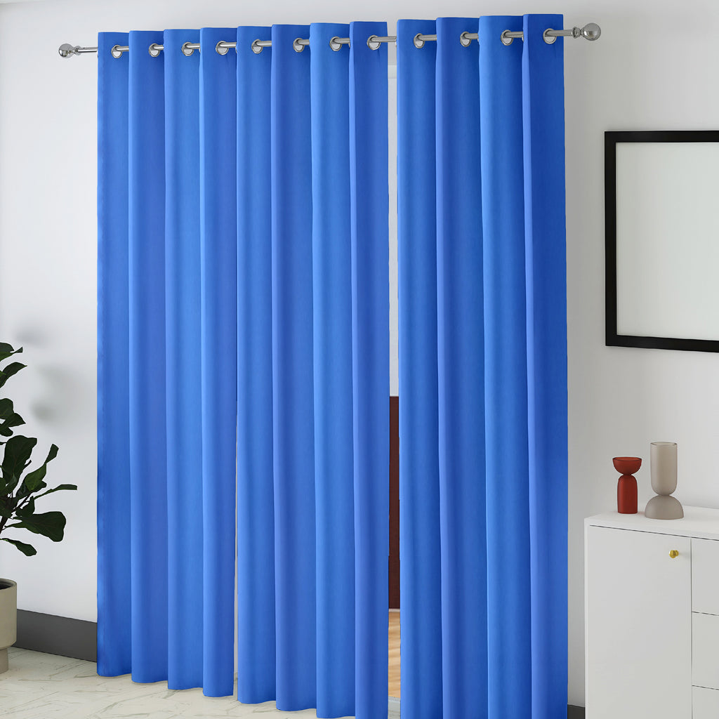 Royal Blue Serenity 250 GSM Polyester 100% Blackout Eyelet Curtain