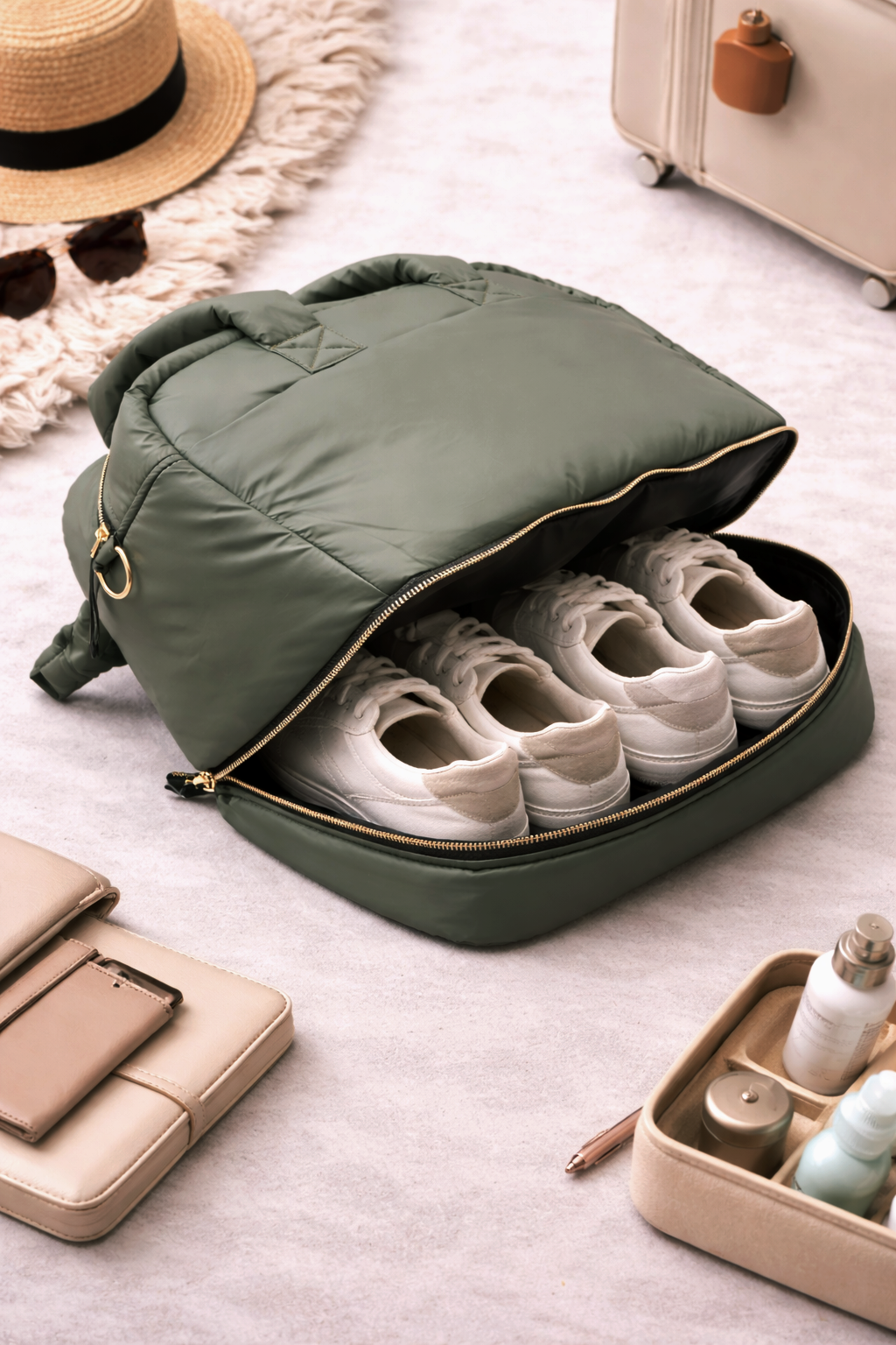 Puffer Overnighter Unisex Olive Duffle Bag