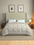 Elegant Roto cotton Motif Beige Double AC Quilt