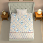 Peach Parlor Paisley - European Elegance 144TC Roto Cotton Single Fitted Bedsheet (36 x 78 x 10 Inches)