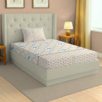 Peach Parlor Paisley - European Elegance 144TC Roto Cotton Single Fitted Bedsheet (36 x 78 x 10 Inches)