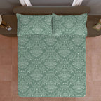 Vintage Damask Floral 180 TC 100% Cotton Double Queen Bedsheet With 2 Pillow Covers