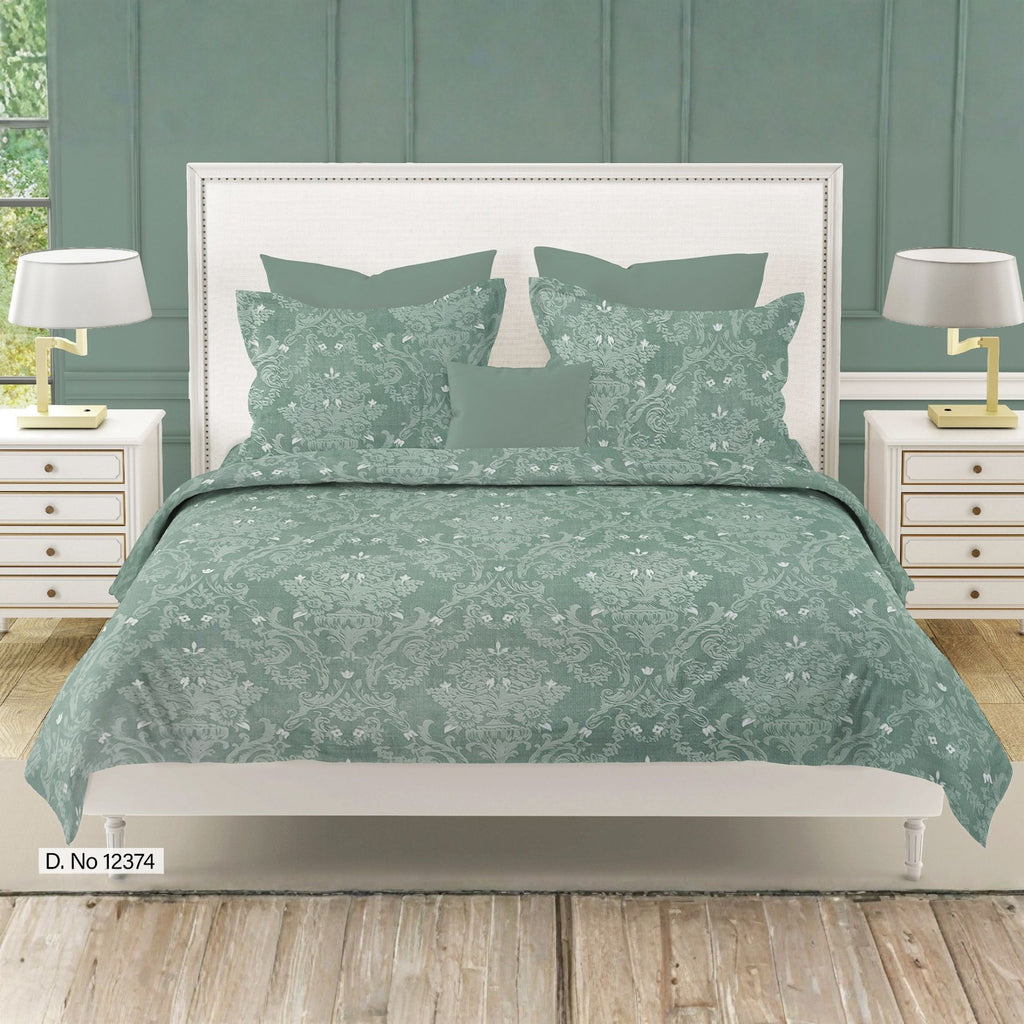 Vintage Damask Floral 180 TC 100% Cotton Double Queen Bedsheet With 2 Pillow Covers