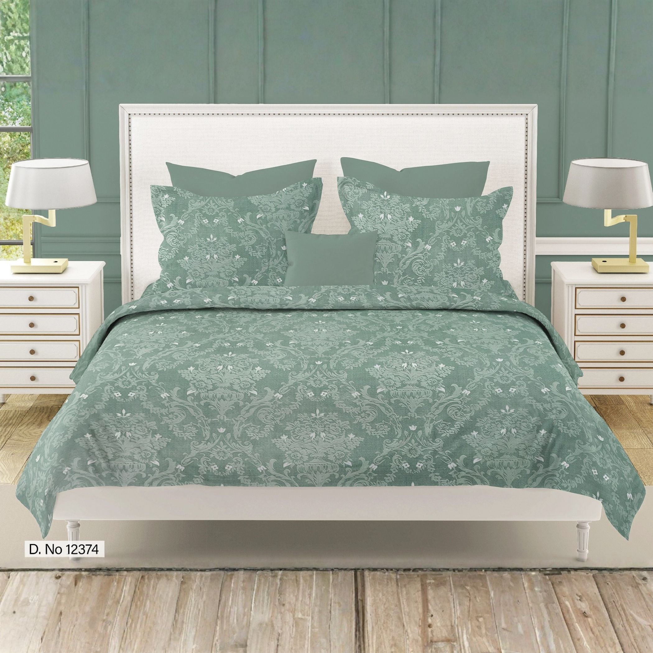 Vintage Damask Floral 180 TC 100% Cotton Double Queen Bedsheet With 2 Pillow Covers