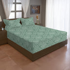 Vintage Damask Floral 180 TC 100% Cotton Double Queen Bedsheet With 2 Pillow Covers