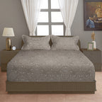 Vintage Damask Floral 180 TC 100% Cotton Super King Bedsheet With 2 Pillow Covers
