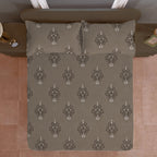 Classic Damask Motif 180 TC 100% Cotton King Fitted Bedsheet With 2 Pillow Covers