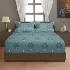 Classic Damask Motif 180 TC 100% Cotton Super King Bedsheet With 2 Pillow Covers