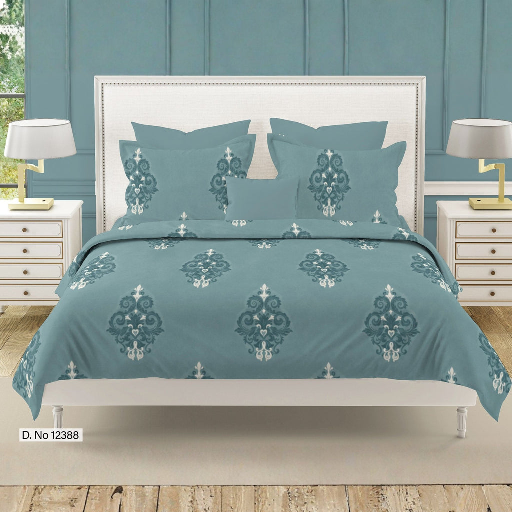 Classic Damask Motif 180 TC 100% Cotton Super King Bedsheet With 2 Pillow Covers