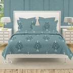 Classic Damask Motif 180 TC 100% Cotton Super King Bedsheet With 2 Pillow Covers