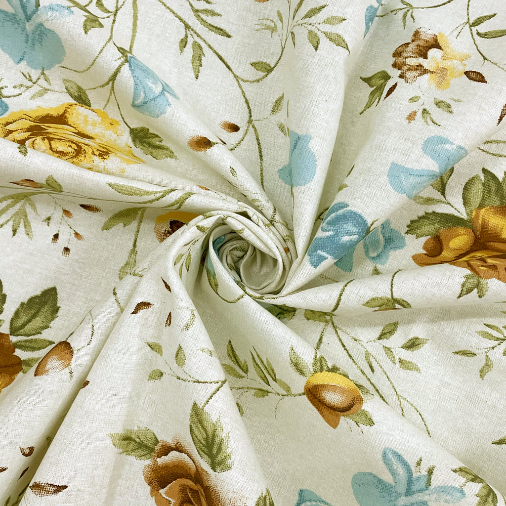 Ivory White Mustard Floral 144 TC Cotton Bedsheet with 2 Pillow Covers