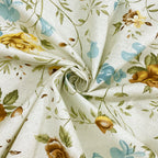 Ivory White Mustard Floral 144 TC Cotton Bedsheet with 2 Pillow Covers