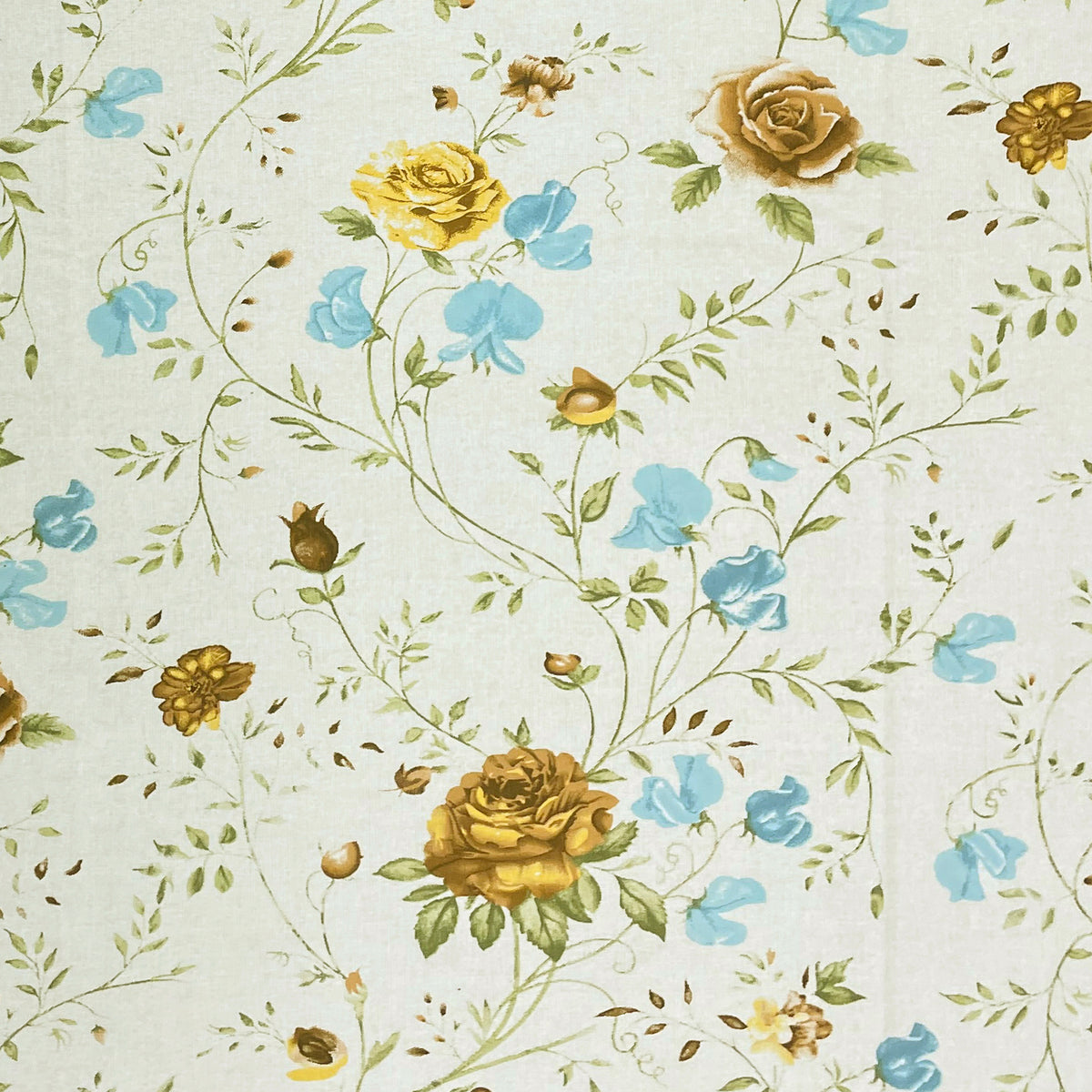 Ivory White Mustard Floral 144 TC Cotton Bedsheet with 2 Pillow Covers