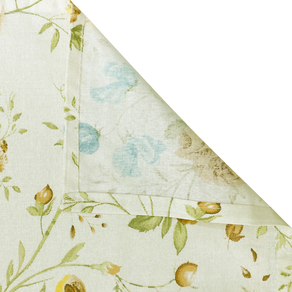 Ivory White Mustard Floral 144 TC Cotton Bedsheet with 2 Pillow Covers