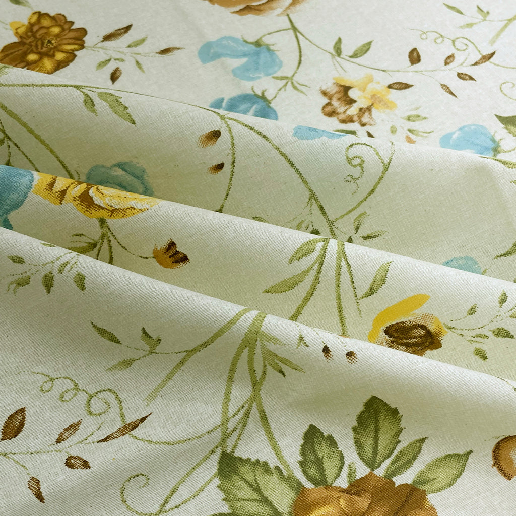 Ivory White Mustard Floral 144 TC Cotton Bedsheet with 2 Pillow Covers
