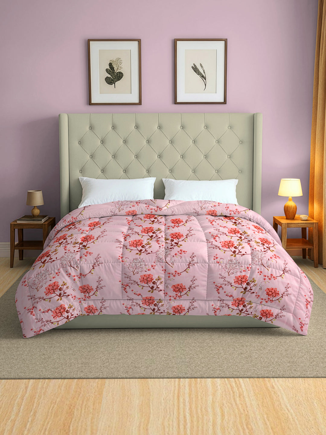 Soft Pure cotton Floral Pink Double AC Quilt