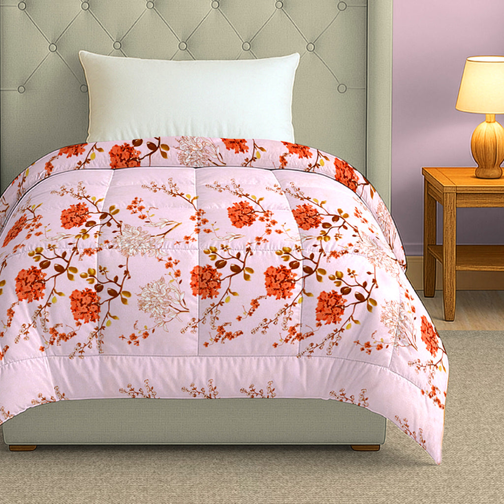 Soft Cotton Floral Pink Single AC Quilt