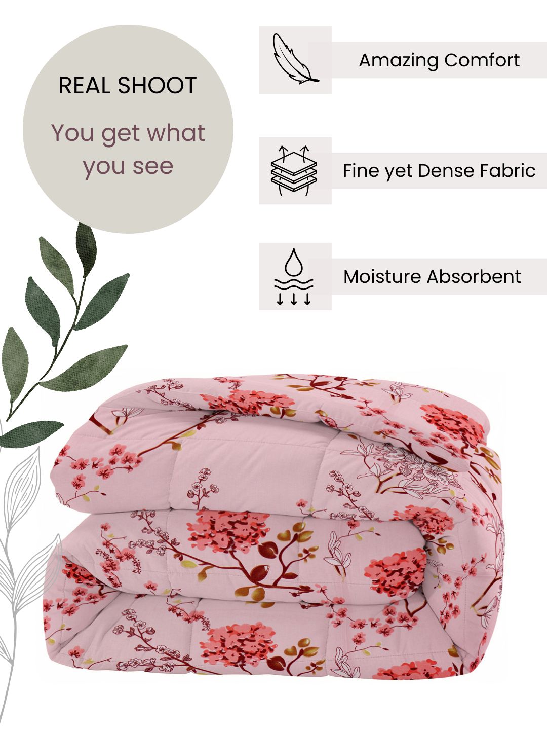 Soft Cotton Floral Pink Single AC Quilt