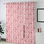 Ivory Pink Bamboo Trails 240 GSM Polyester 80% Blackout Eyelet Curtain