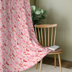 Ivory Pink Bamboo Trails 240 GSM Polyester 80% Blackout Eyelet Curtain