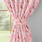 Ivory Pink Bamboo Trails 240 GSM Polyester 80% Blackout Eyelet Curtain