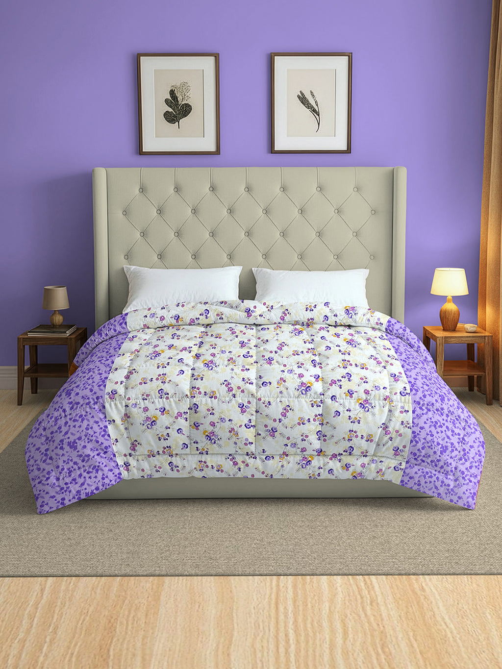 Soft Pure cotton Floral Purple Double AC Quilt