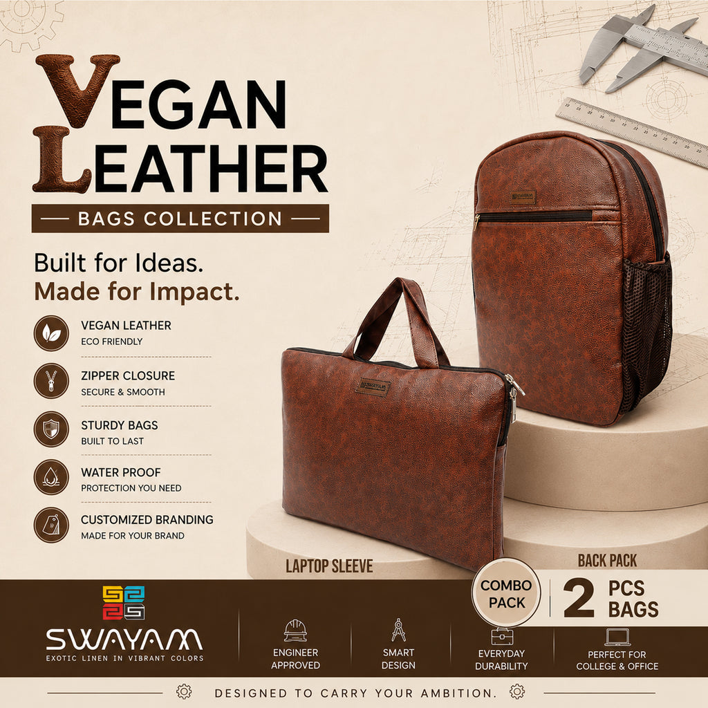 Premium Vegan Leather Backpack & Laptop Bag Combo