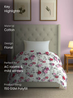 Soft Cotton Floral Pink Single AC Quilt