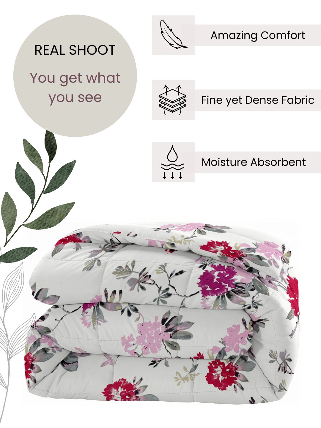 Soft Cotton Floral Pink Single AC Quilt
