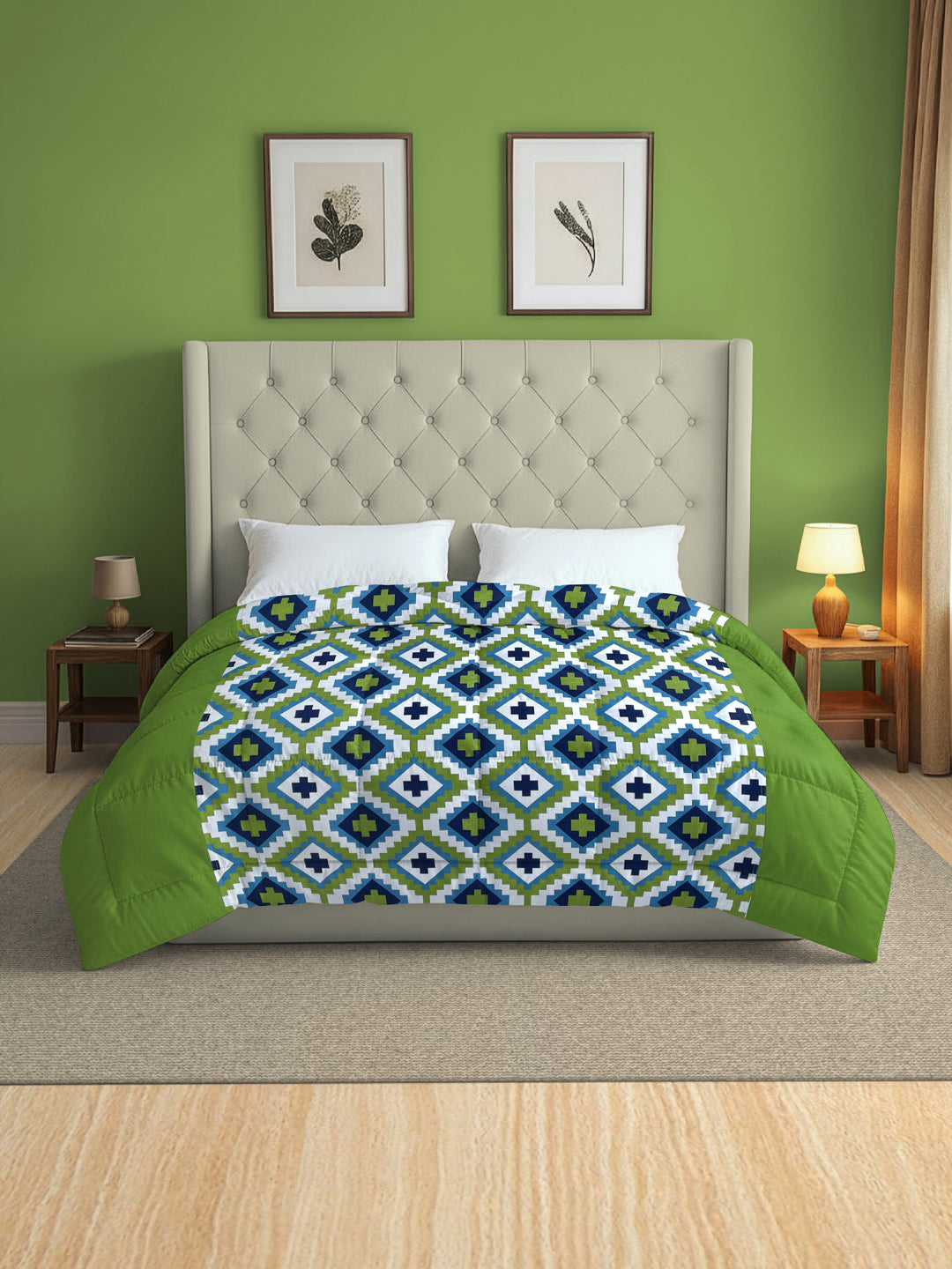 Modern Pure cotton Geometric Green Double Winter Quilt