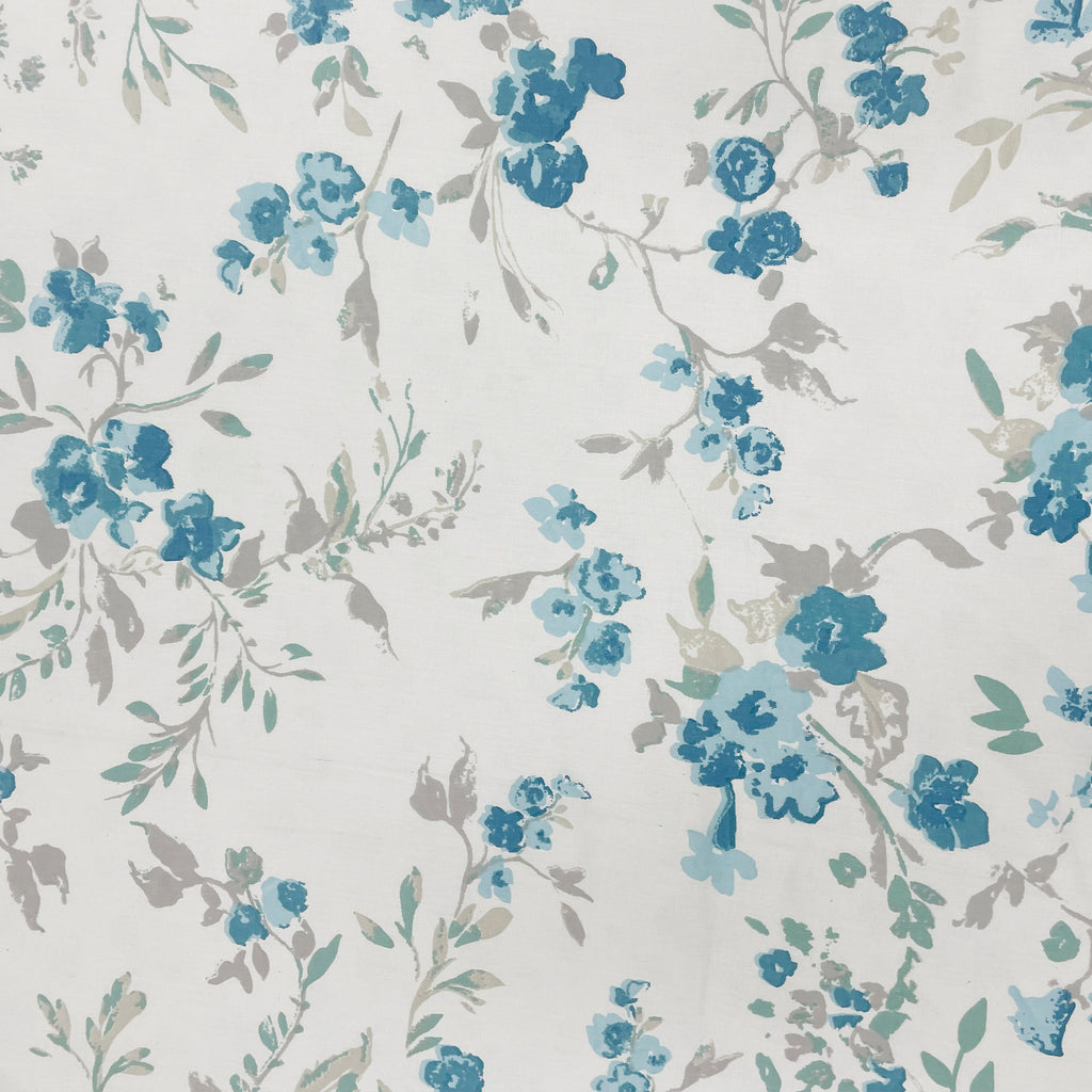 Blue Blossom Floral 210 TC Pure Cotton Super King Bedsheet With 2 Pillow Covers