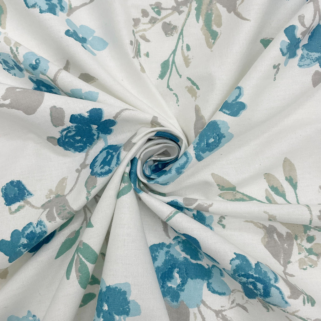 Blue Blossom Floral 210 TC Pure Cotton Super King Bedsheet With 2 Pillow Covers