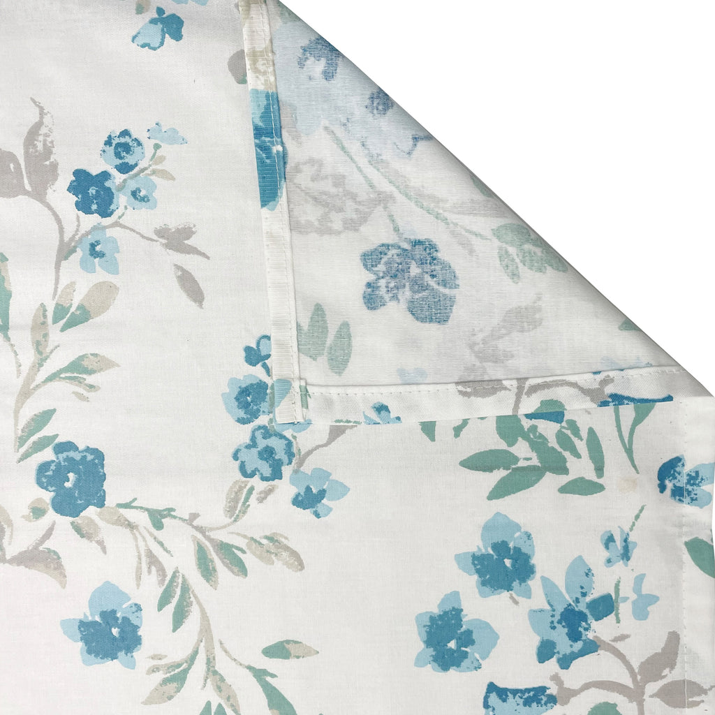 Blue Blossom Floral 210 TC Pure Cotton Super King Bedsheet With 2 Pillow Covers