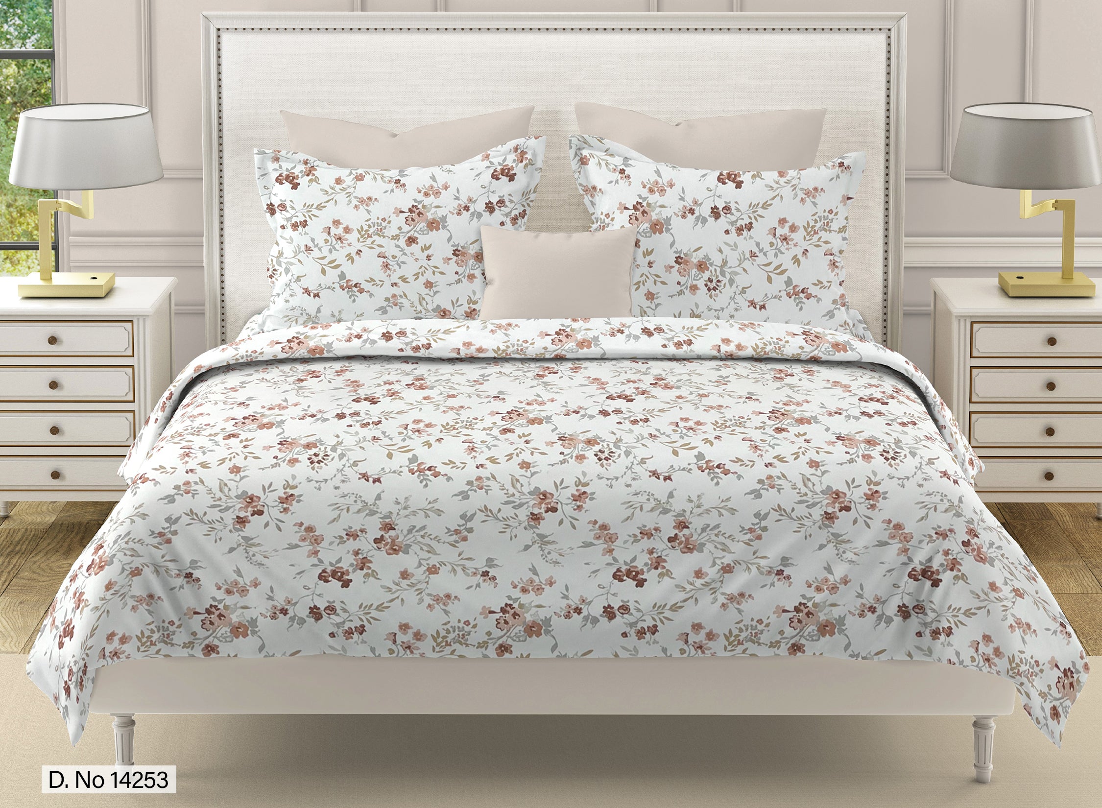 Autumn Blossom Floral 210 TC Pure Cotton Double King Bedsheet With 2 Pillow Covers