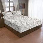 Autumn Blossom Floral 210 TC Pure Cotton Double King Bedsheet With 2 Pillow Covers