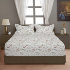 Autumn Blossom Floral 210 TC Pure Cotton Double King Bedsheet With 2 Pillow Covers