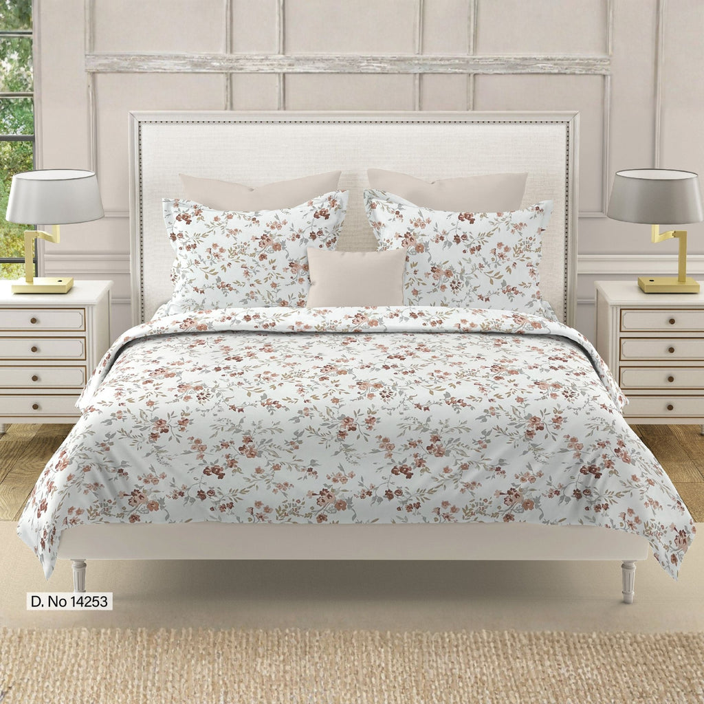 Autumn Blossom Floral 210 TC Pure Cotton Double King Bedsheet With 2 Pillow Covers