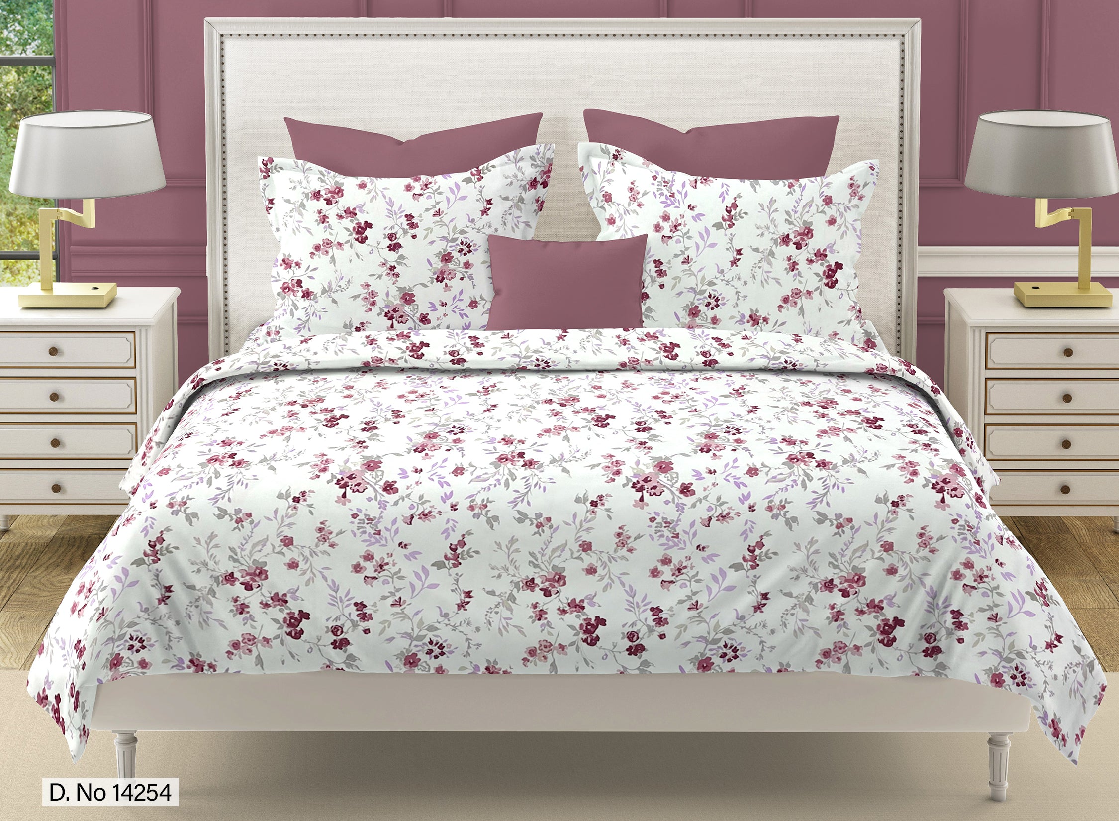 Rose Blossom Floral 210 TC Pure Cotton Double King Bedsheet With 2 Pillow Covers