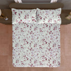 Rose Blossom Floral 210 TC Pure Cotton Double King Bedsheet With 2 Pillow Covers