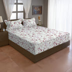 Rose Blossom Floral 210 TC Pure Cotton Double King Bedsheet With 2 Pillow Covers