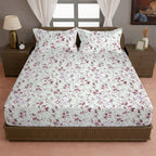 Rose Blossom Floral 210 TC Pure Cotton Double King Bedsheet With 2 Pillow Covers