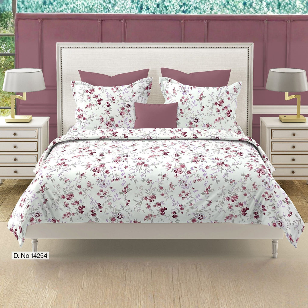 Rose Blossom Floral 210 TC Pure Cotton Double King Bedsheet With 2 Pillow Covers