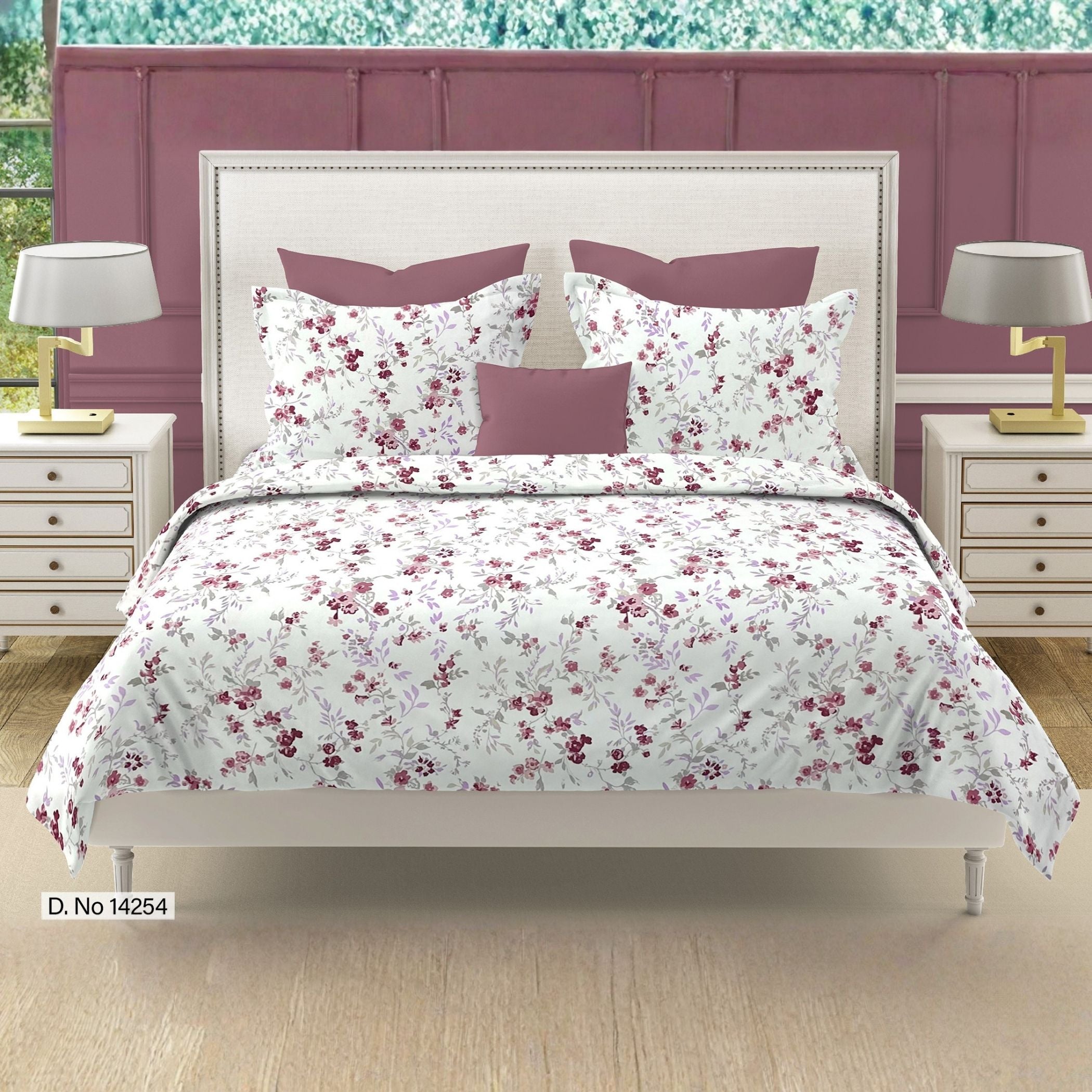 Rose Blossom Floral 210 TC Pure Cotton Double King Bedsheet With 2 Pillow Covers