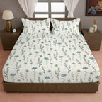 Wildflower Meadow 210 TC Pure Cotton Double King Bedsheet With 2 Pillow Covers