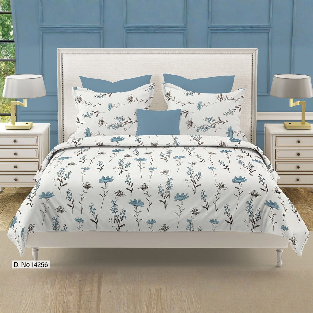 Wildflower Meadow 210 TC Pure Cotton Double King Bedsheet With 2 Pillow Covers
