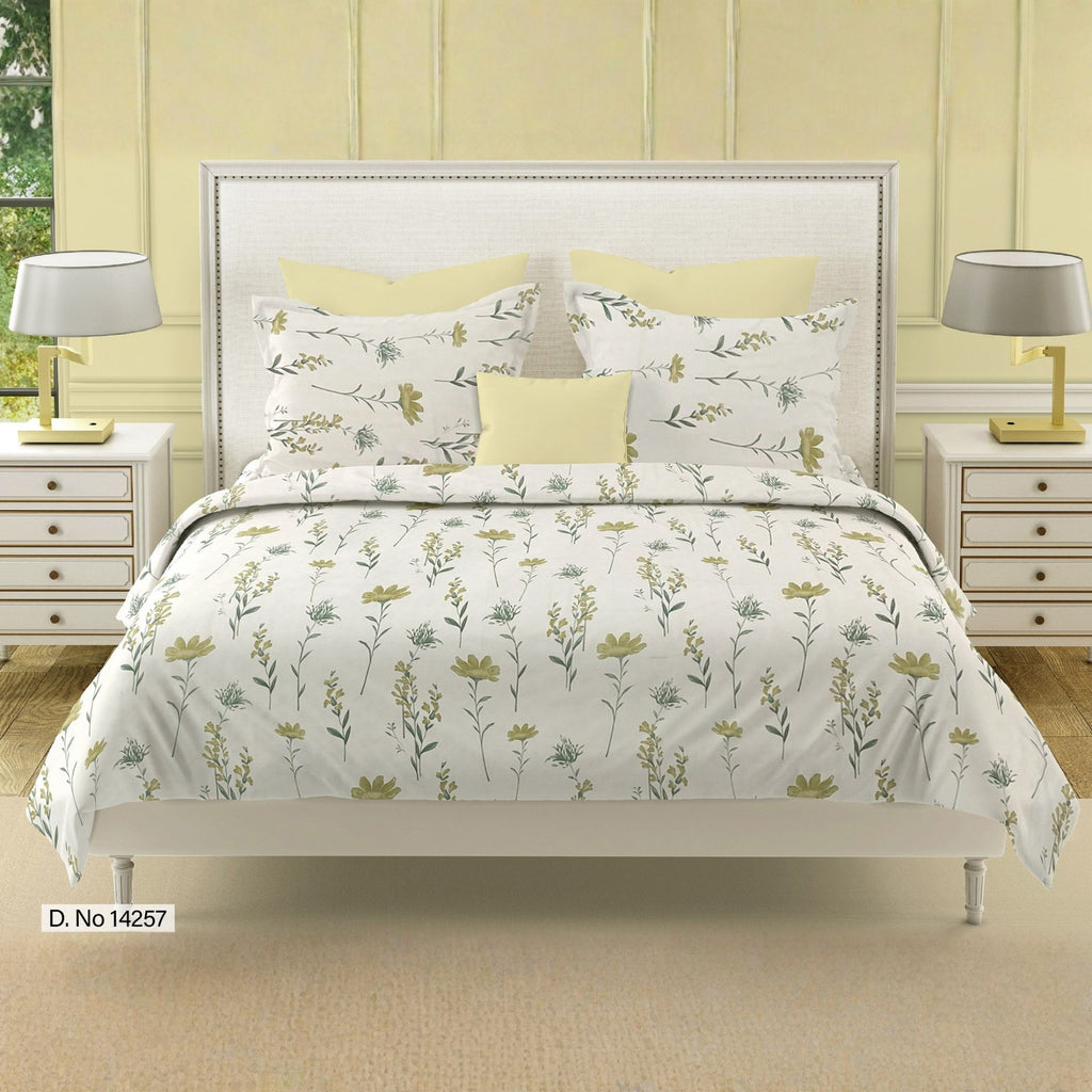 Meadow Blossom 210 TC Pure Cotton Double King Bedsheet With 2 Pillow Covers