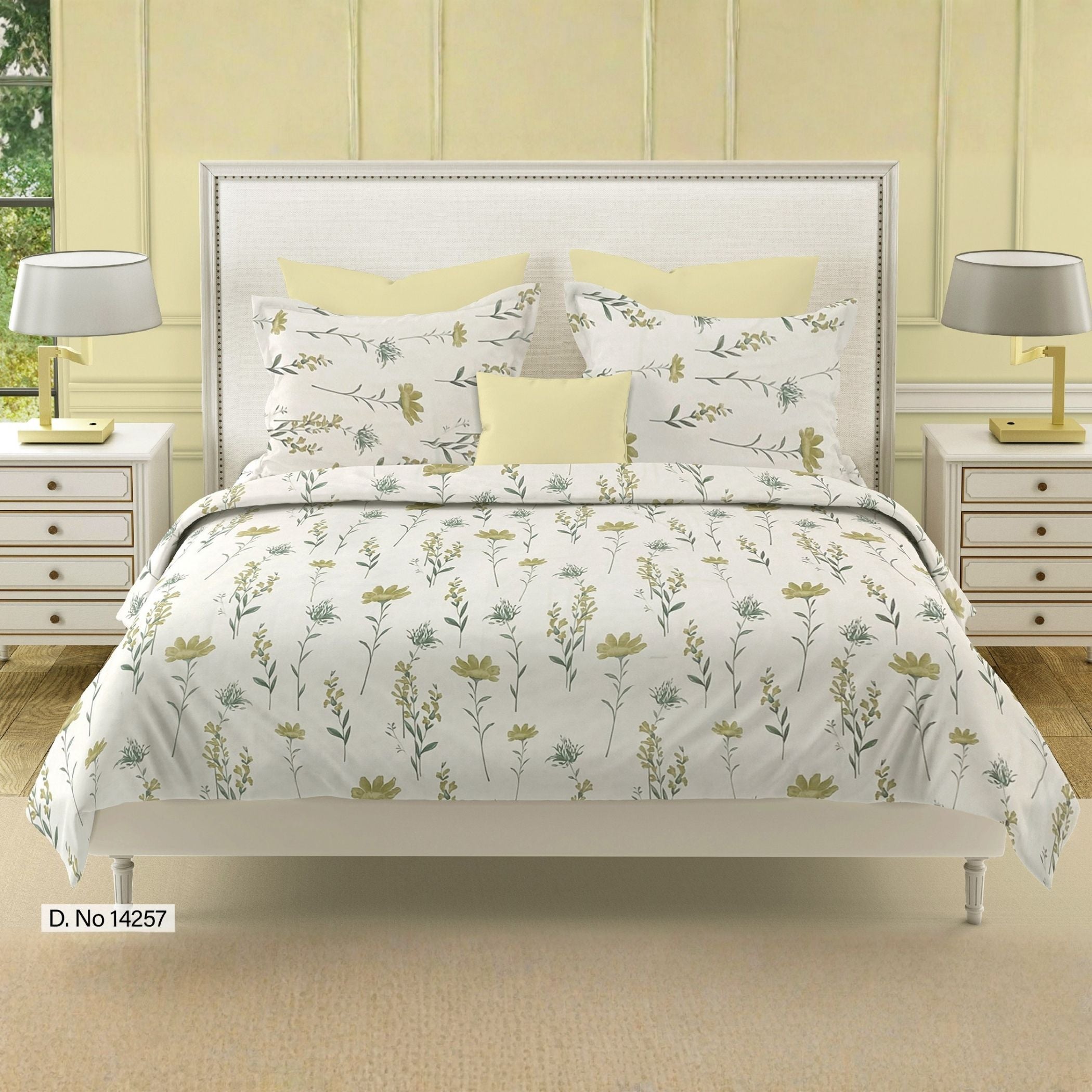 Meadow Blossom 210 TC Pure Cotton Double King Bedsheet With 2 Pillow Covers