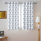 White Grey Petite Diamonds 240 GSM Polyester 80% Blackout Eyelet Curtain