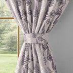 Lavender Grey Woodland Ferns 240 GSM Polyester 80% Blackout Eyelet Curtain